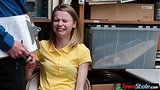 Crying small titted russian teen thief tell off fucked
